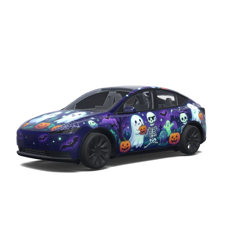 Ghost and Skeleton Friend — Model Y (2025+) wrap