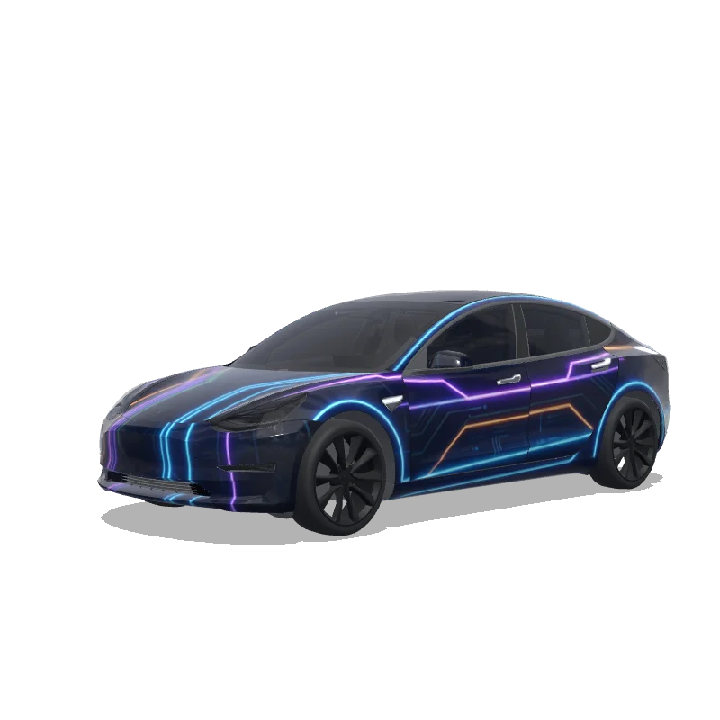 Tron Neon Light Lines — Model 3 wrap