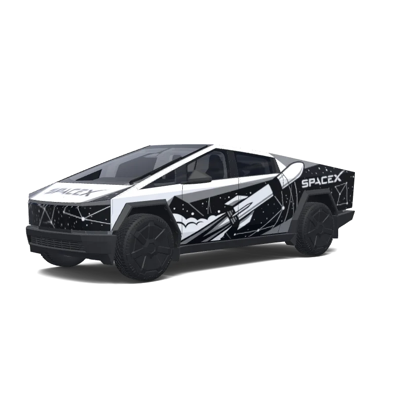 SpaceX Black and White — Cybertruck wrap