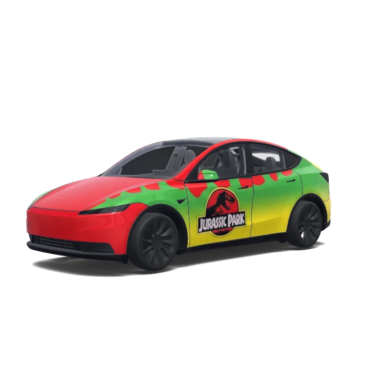 Jurassic Park Red, Green and Yellow — Model Y (2025+) wrap