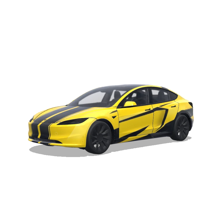 Matte Yellow with Black Stripes Model 3 (2024+) wrap