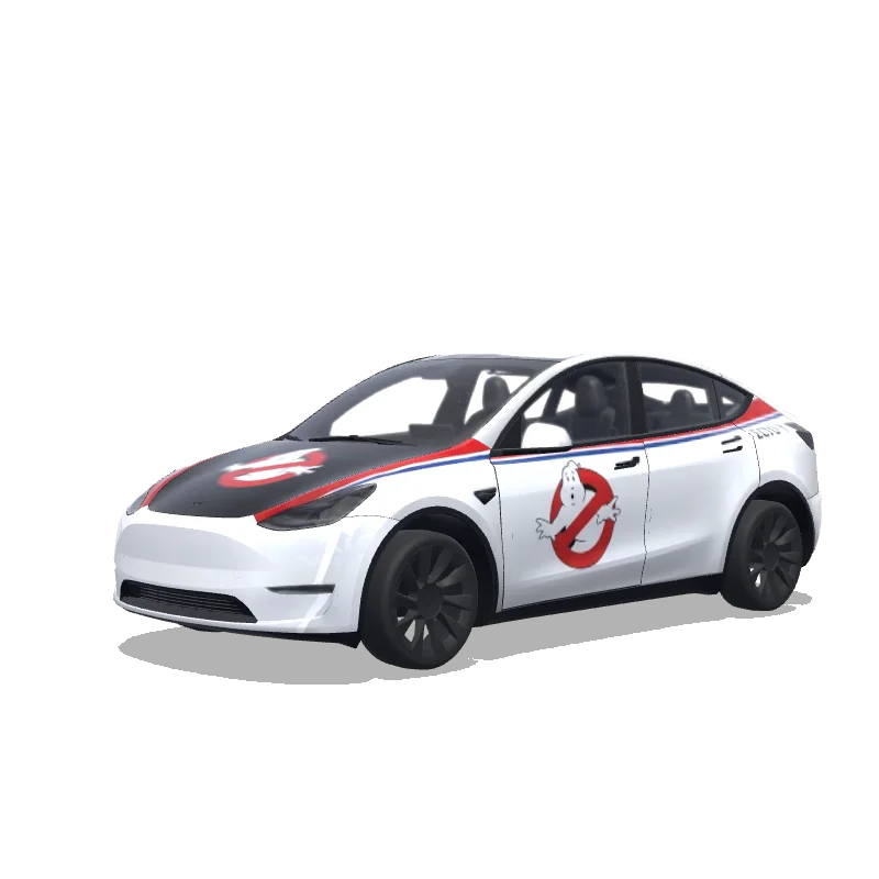 Ghostbusters Ecto Car White — Model Y wrap