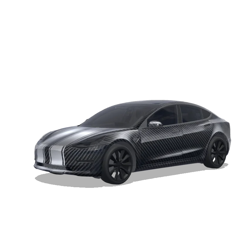 Carbon Fiber Racing Stripes — Model 3 wrap