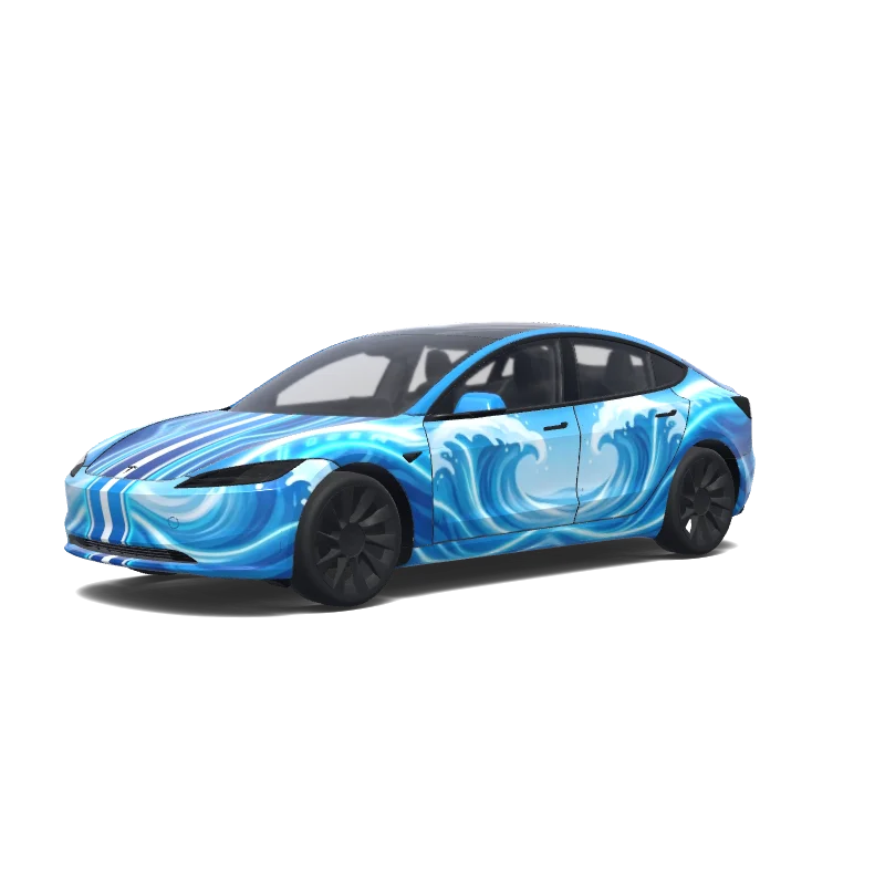 Ocean Wave Racing Stripe — Model 3 (2024+) wrap