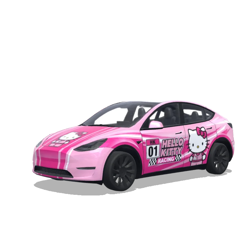 Hello Kitty Baby Pink Sports Car — Model Y wrap