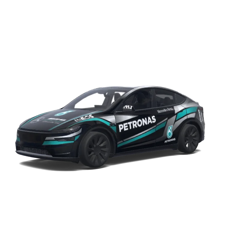 Tesla Model Y (2025+) wrap design - F1 amg petronas, no door handles or cameras, make it fit well for model y premium 2025.