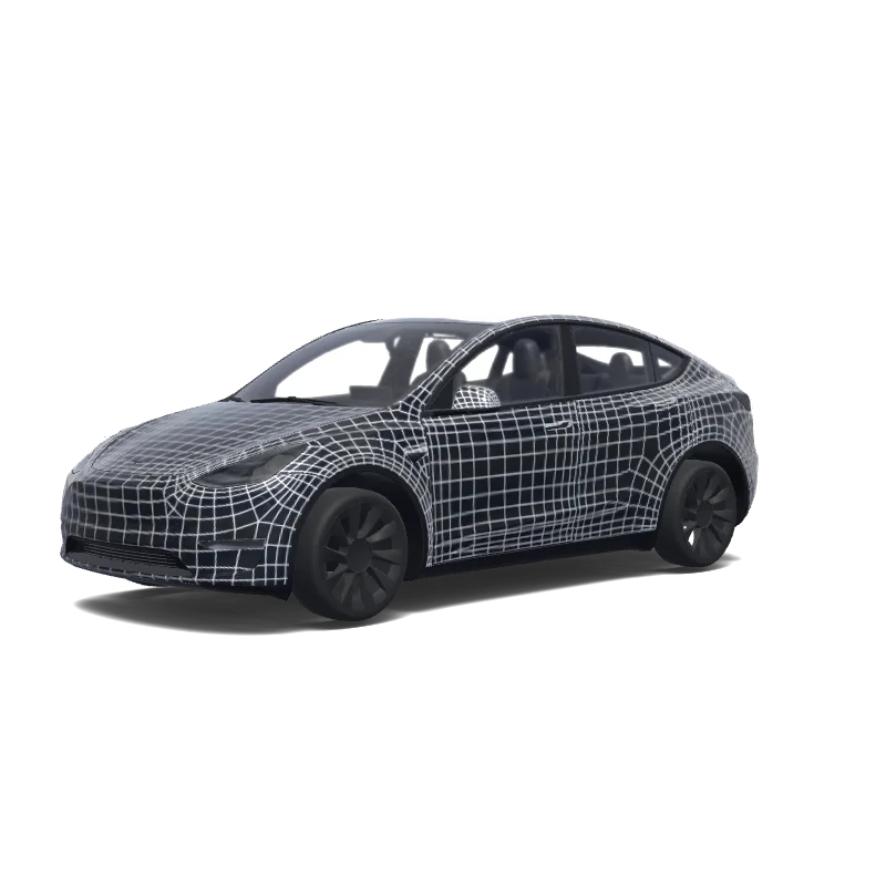 White Wireframe Lines Model Y wrap