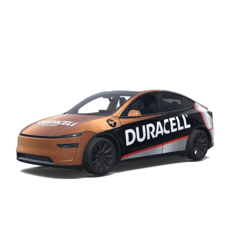 Tesla Model Y (2025+) wrap design - Make the car look like a duracell baterry.