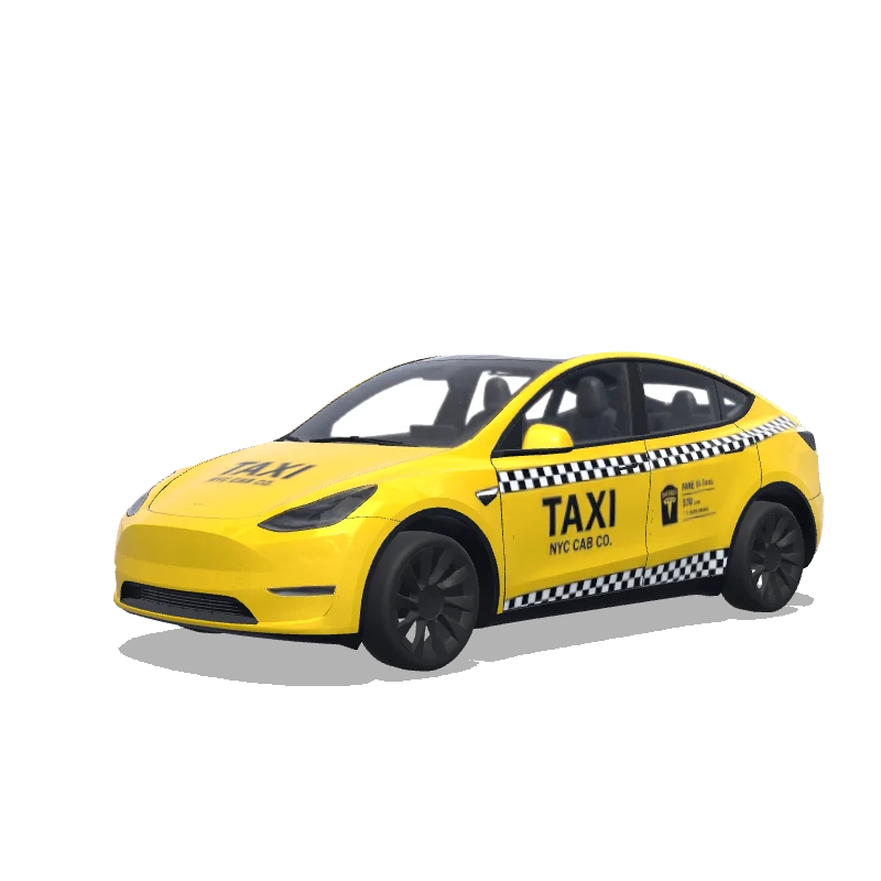 Yellow Checkered Taxi — Model Y wrap