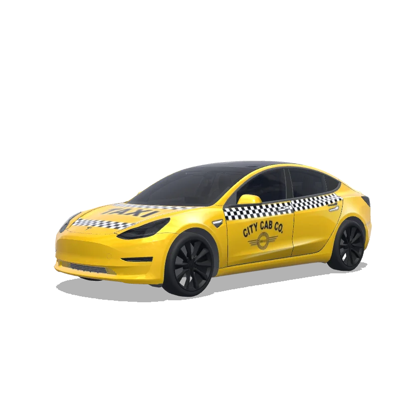 Yellow Checkered Taxi — Model 3 wrap
