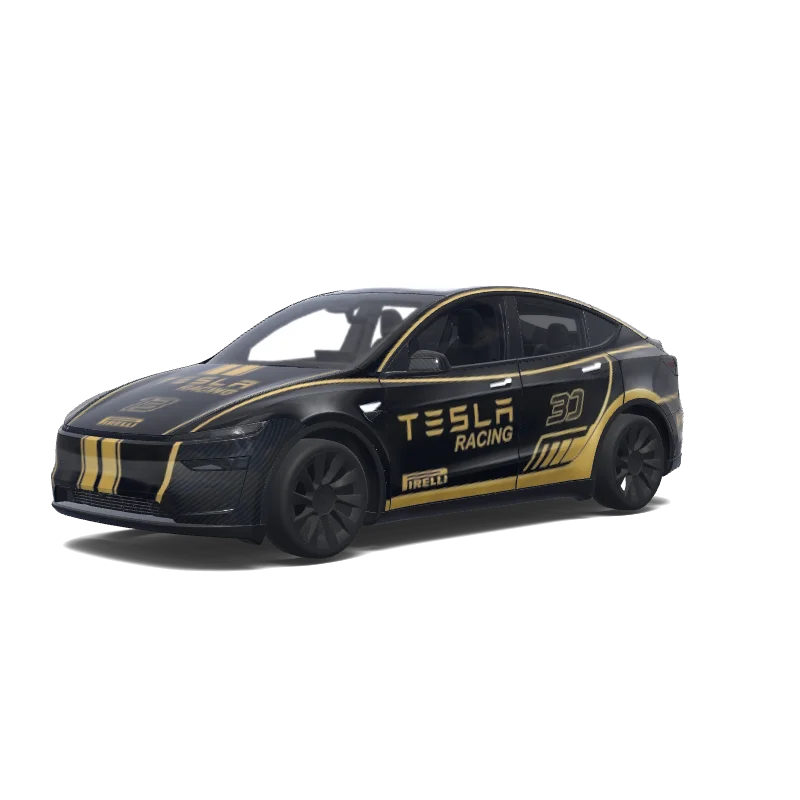 Black and Gold Tesla Racing No. 30 — Model Y (2025+) wrap