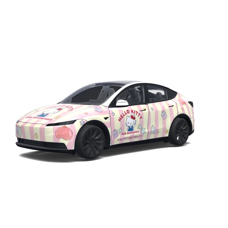 Hello Kitty Pastel Stripes — Model Y (2025+) wrap