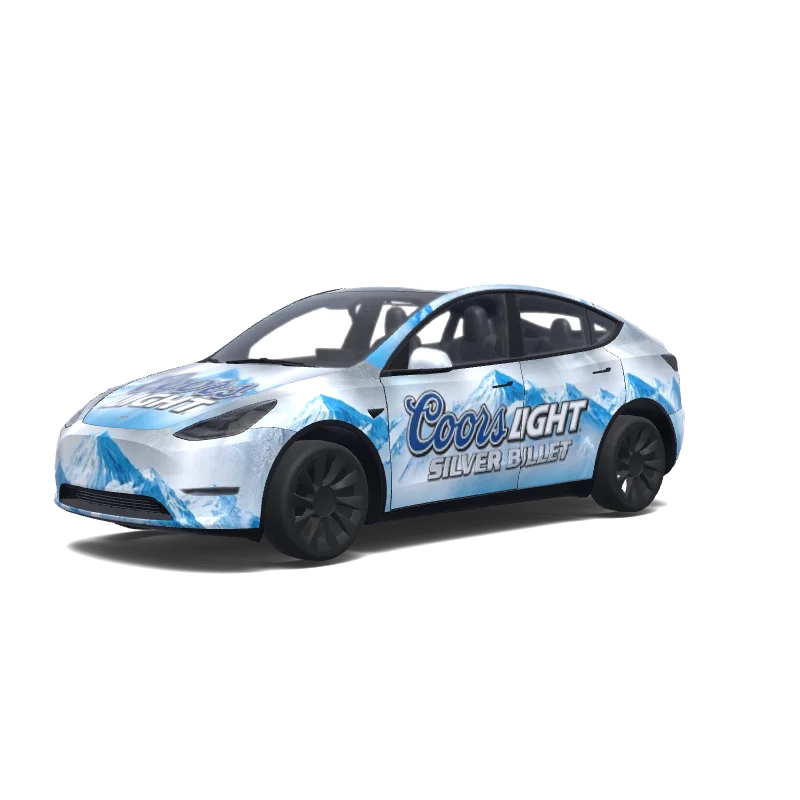 Coors Light Silver Bullet Mountains Model Y wrap