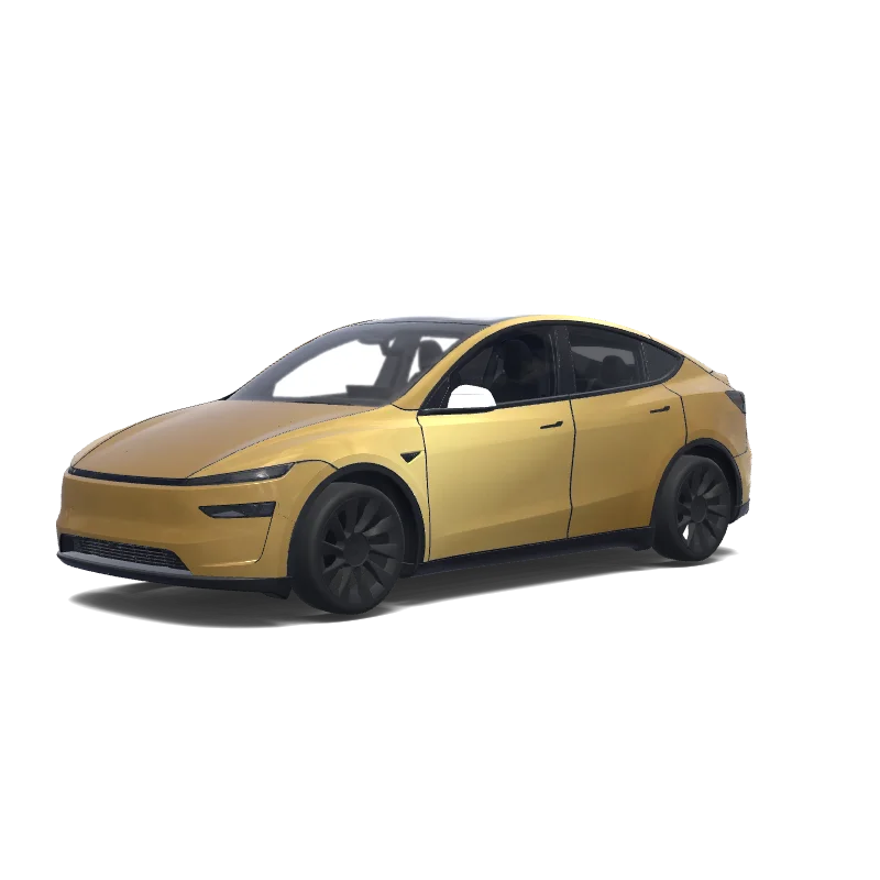 Tesla Model Y (2025+) wrap design - このカラーでCYBERCABの文字をフロントドアの下の部分に。文字のみでラインいらない