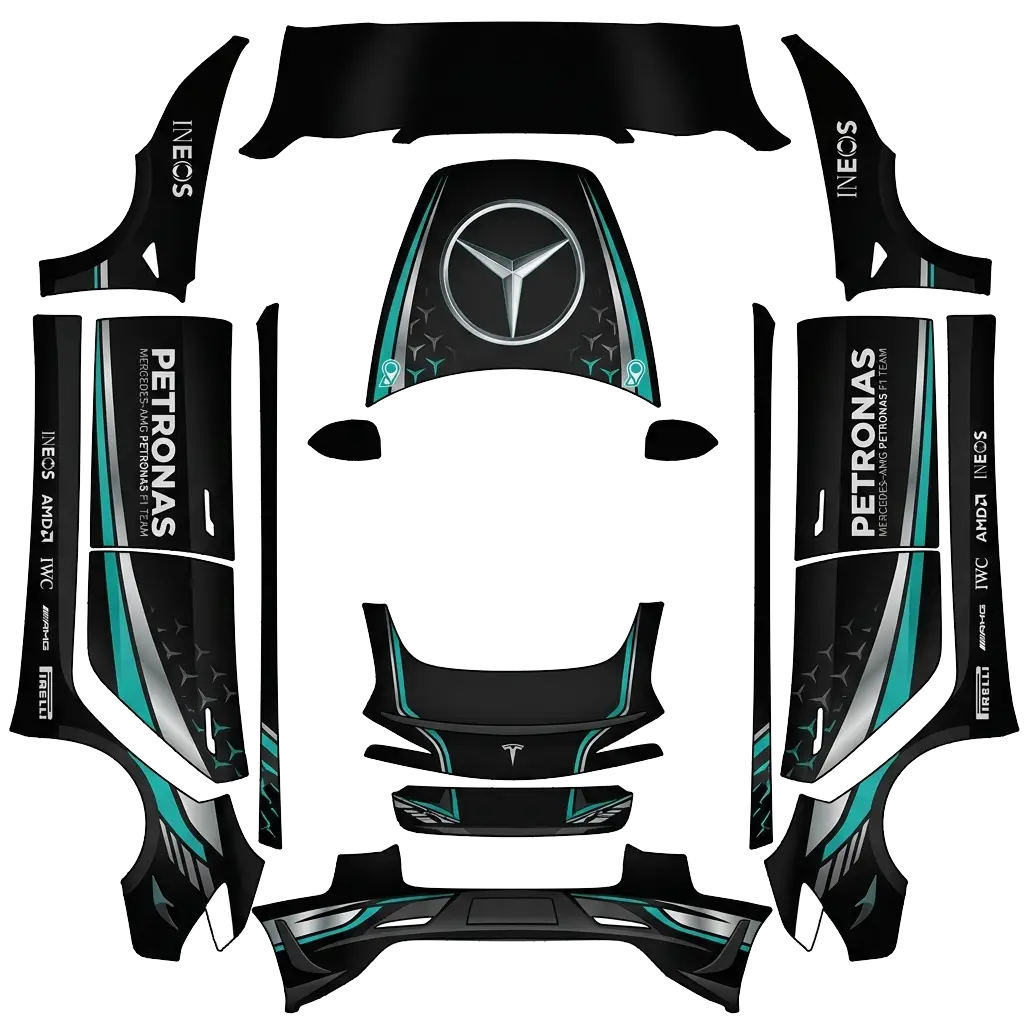 Black Mercedes F1 Livery Model 3 (2024+) wrap